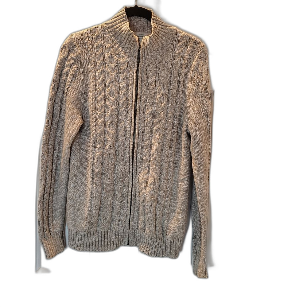 L.L. Bean Women's Zip Up Cable Knit Sweater - Cream - Med